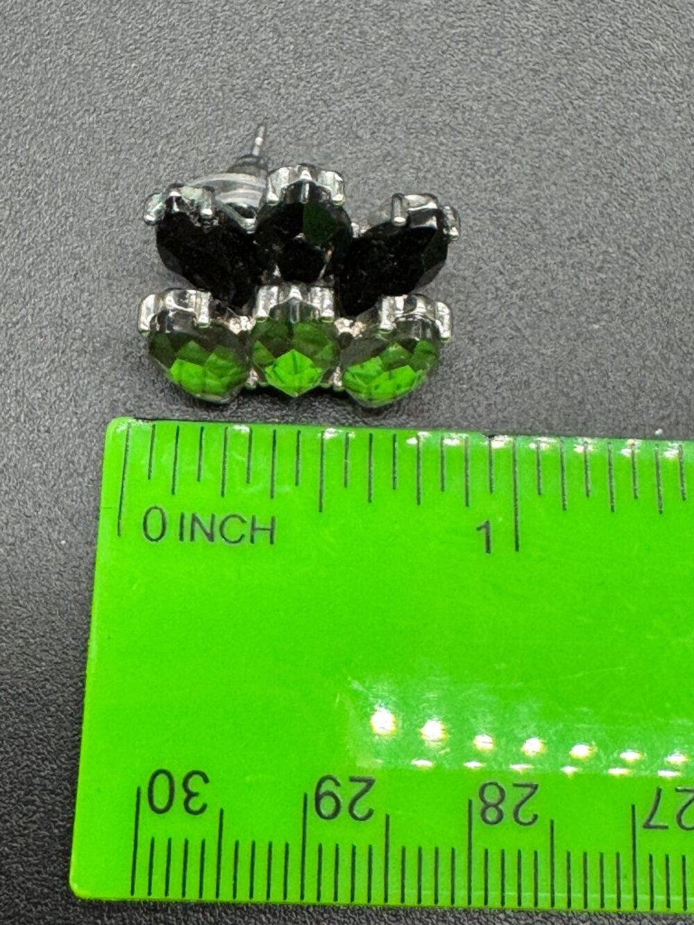 Vintage Pierced Earrings Clear and Black Marquise Stones - Picture 8 of 8